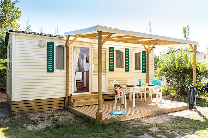 terrasse en rez-de-jardin du mobil-home Classic